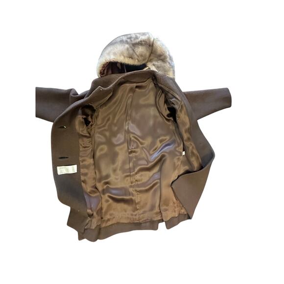 Sears Roebuck & Co Fashions Value Wool w Fur Collar Brown Vtg Union Made Luxury - Picture 5 of 12